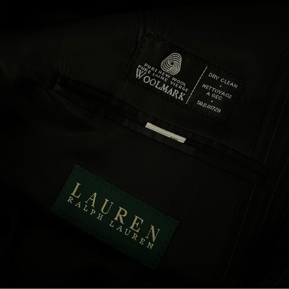 ❤️ Lauren Ralph Lauren Dark Gray Striped Wool Blazer 40R - Picture 4 of 10